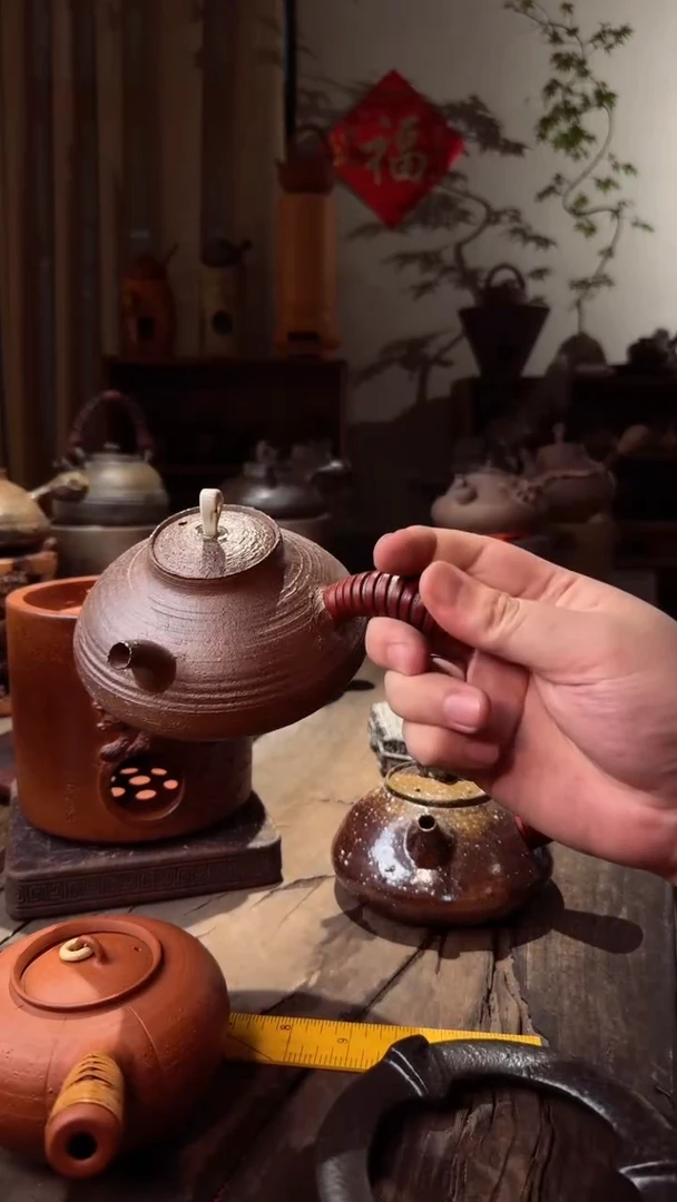 壶潮州纯手工柴烧侧把