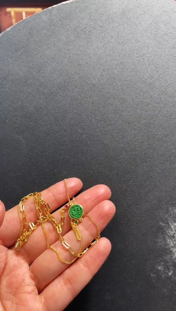 【闪购商品】翡翠颈饰银S925镶嵌项链