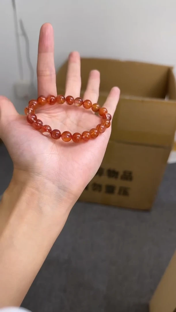 未镶嵌手串水晶天然满红牛血红胶花9 多样性发一