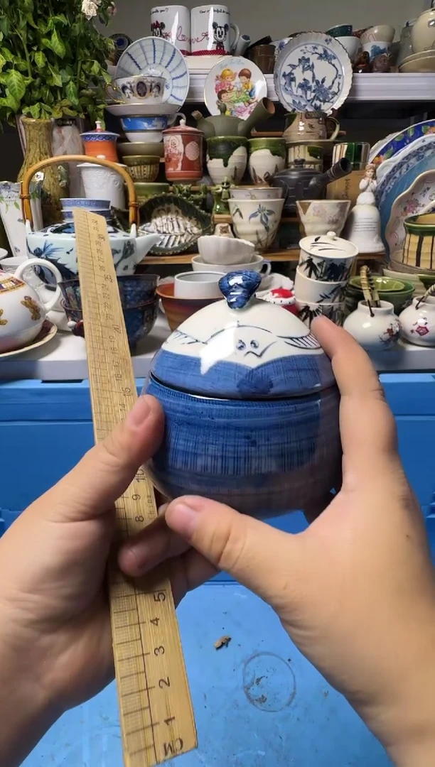 中古瓷器，默认微瑕-小鱼炖盅，可爱。034