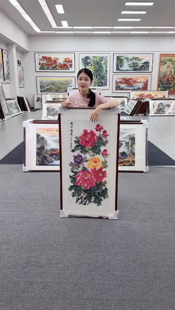 国画手绘 花开富贵  125*65