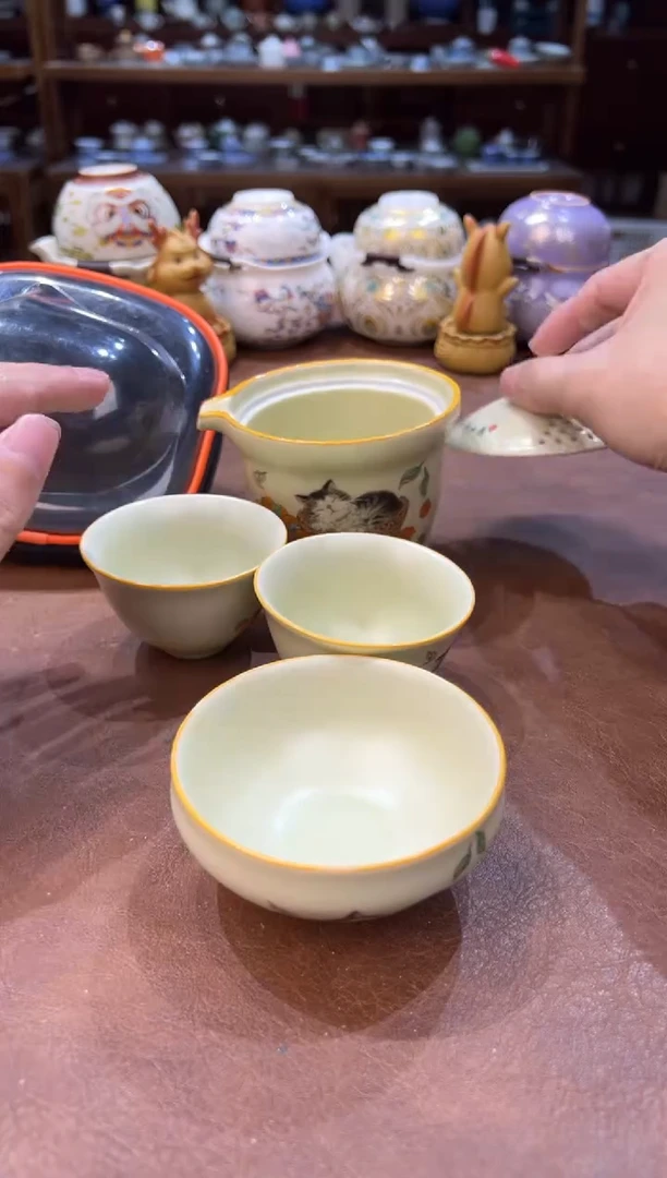 真的很便宜超好看会开片的旅行茶具