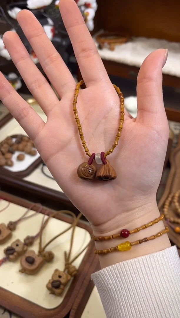 手串桃核【桃缘行】竹节「福气莲莲」桃木桃核辟、挡、驱、护 备注手围