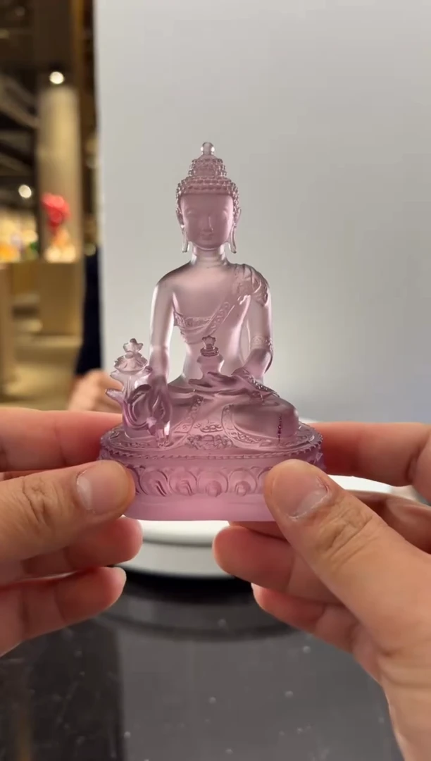 摆件紫色药师佛水晶琉璃摆件