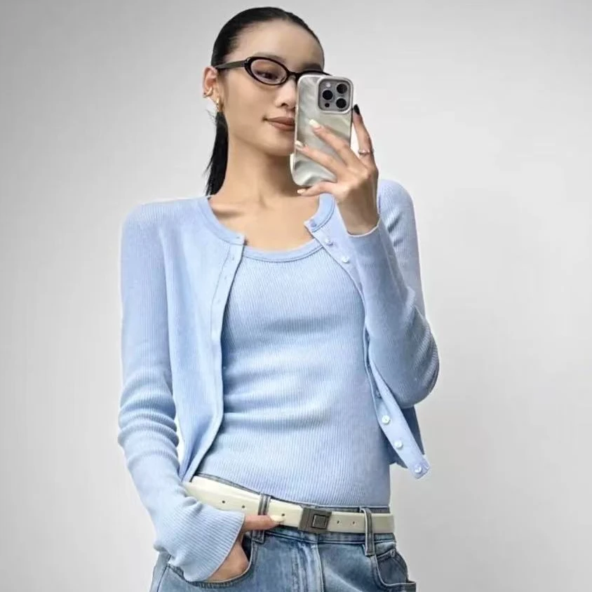 AMASS/阿玛施春夏新款开衫上衣时尚质感简约春夏简约针织开衫