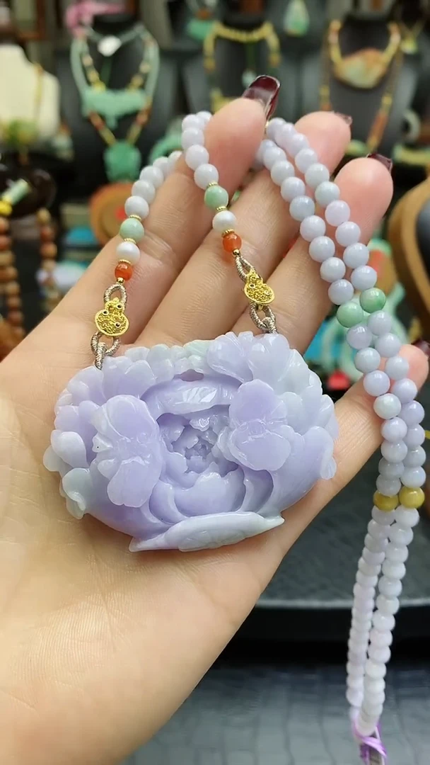 【闪购商品】翡翠颈饰未镶嵌紫翡花牌