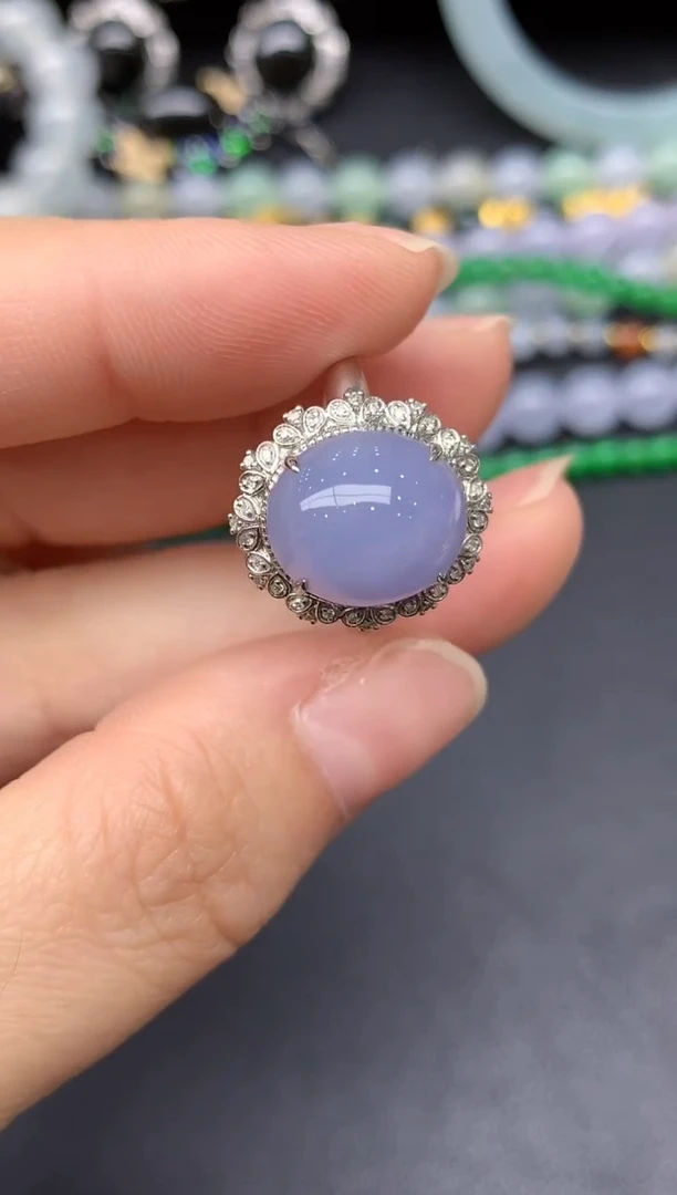 18K金镶嵌戒指翡翠333-雪姐翡翠天天见