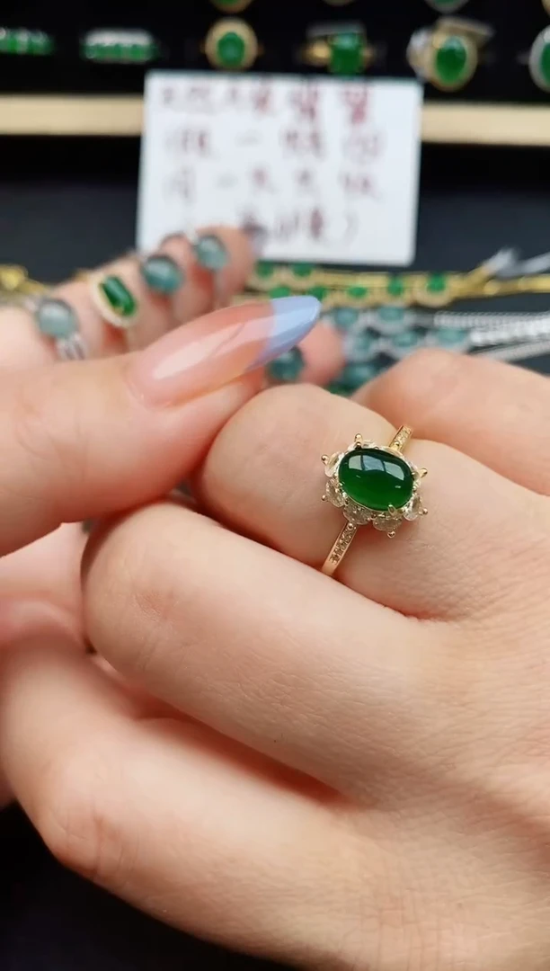 翡翠戒指银S925镶嵌231321