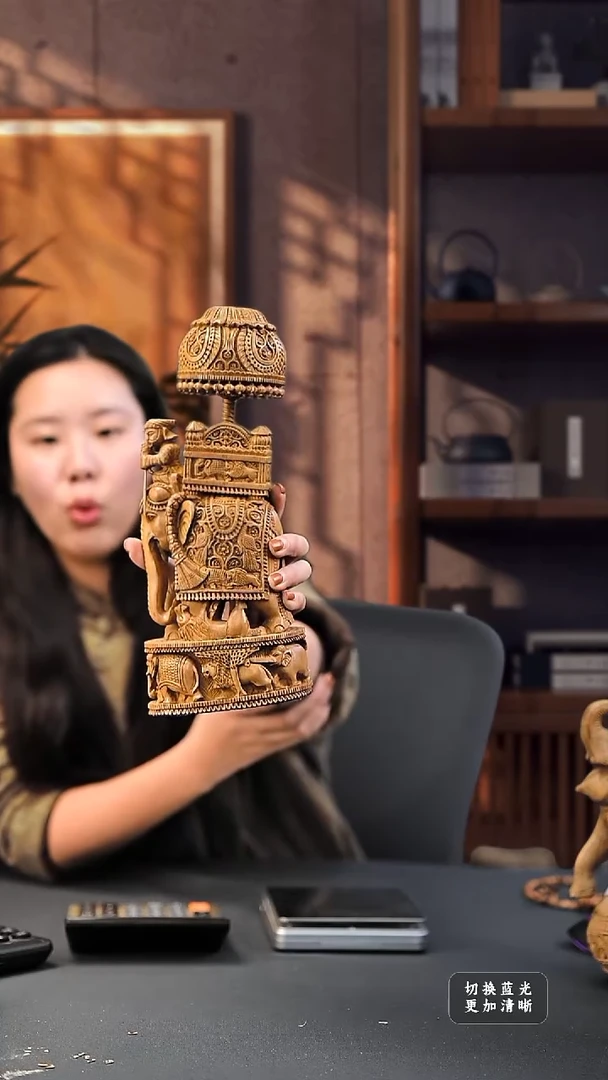 檀香木其他工艺品象车1000克-H