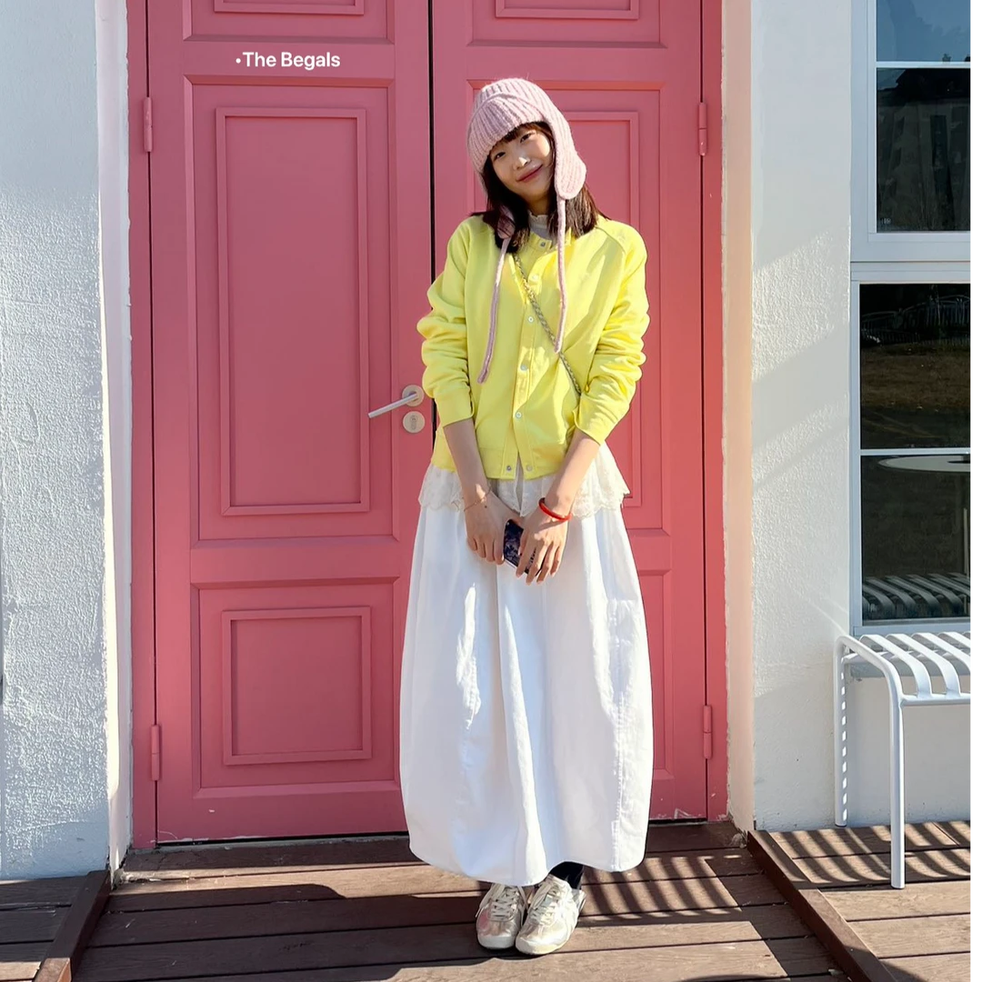 朵儿定制【半裙】高腰弹力茧型拼接花苞裙 韩系气质半裙IL87