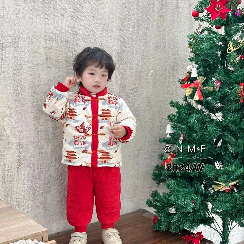 冬季薄款简约套装虎头帽全套衣服棉衣民族风