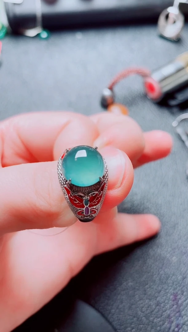 银S925镶嵌戒指翡翠111