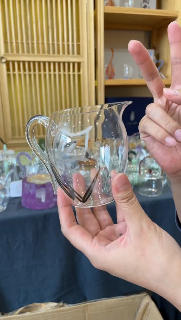 玻璃手工艺品手绘兰花公杯