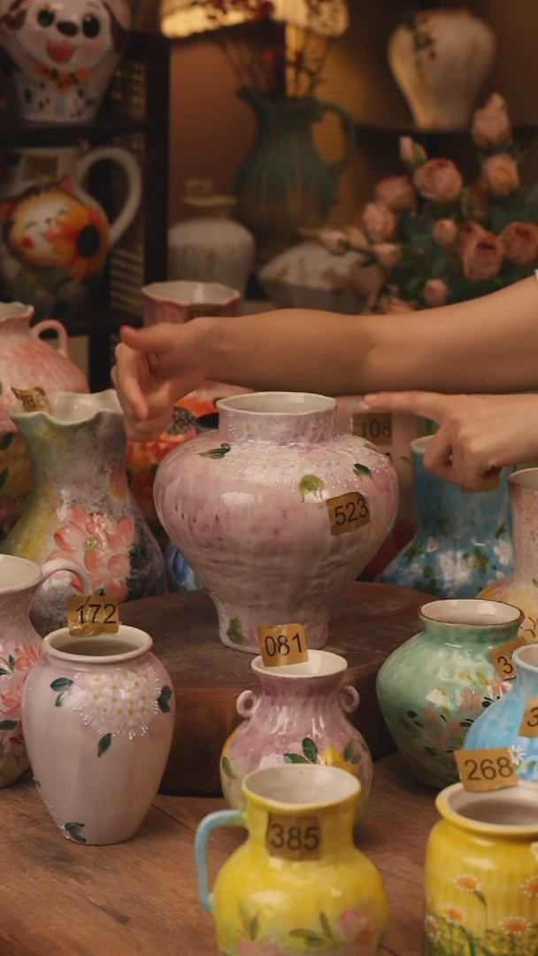 陶瓷523景德镇设计师手作花器摆件侘寂风