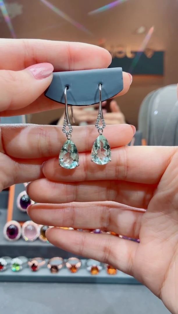 银S925镶嵌耳饰水晶水晶耳饰