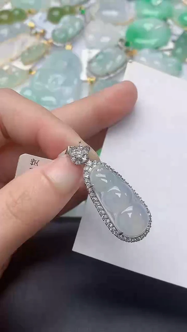 颈饰银S925镶嵌翡翠天然缅甸A货百元以上9元证书费自理