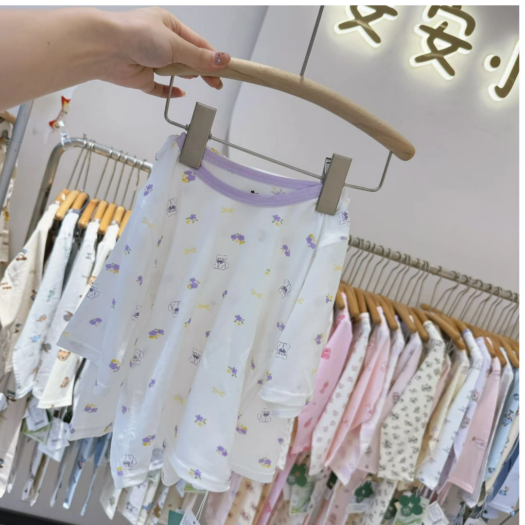 052夏季高端专场七分白底紫色小猫（小胖家居夏末青仓专场）