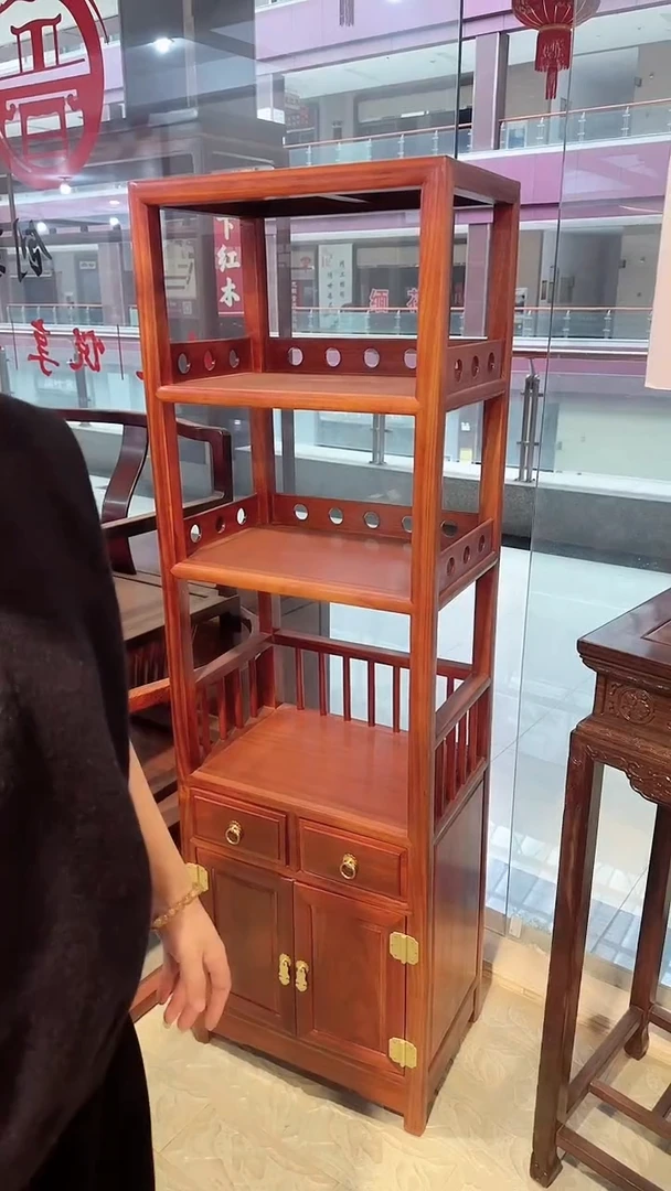 花梨木类成套家具非洲花梨书架边架（48*32*155