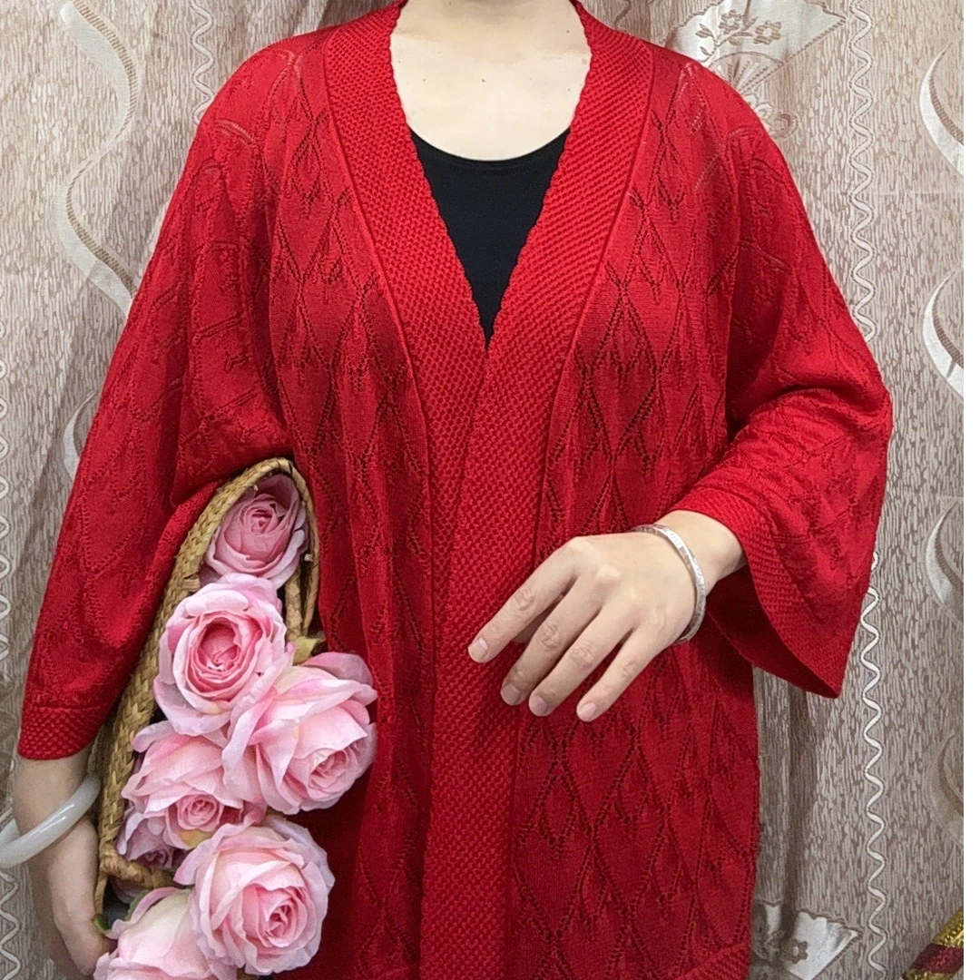 漂亮妈00071薄款长袖常规款纯色常规针织衫上衣气质提花新中式