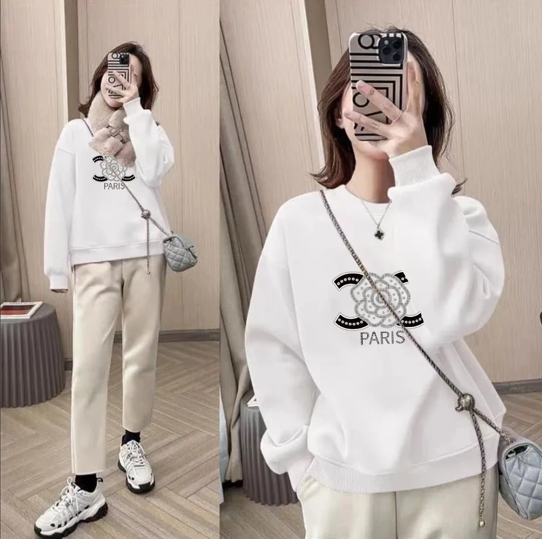 男女情侣款青春设计感情侣INS圆领卫衣-PARIS山茶花
