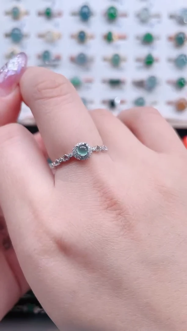 银S925镶嵌戒指翡翠天然翡翠
