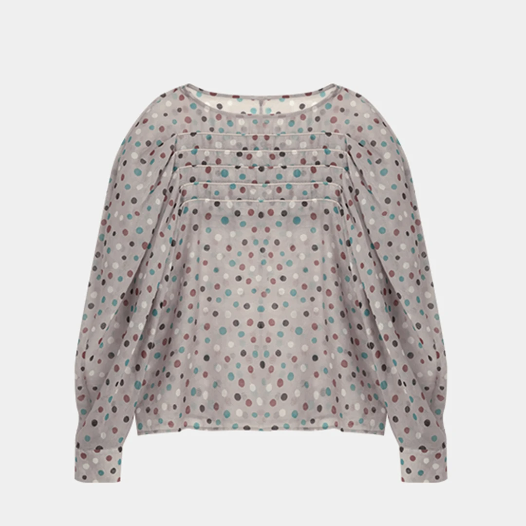 璇之恋·王璇巧克力衫 复古泡泡袖梭织气质衬衫王璇原创设计