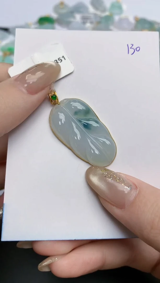 【闪购商品】翡翠颈饰18K金镶嵌天然缅甸翡翠A货