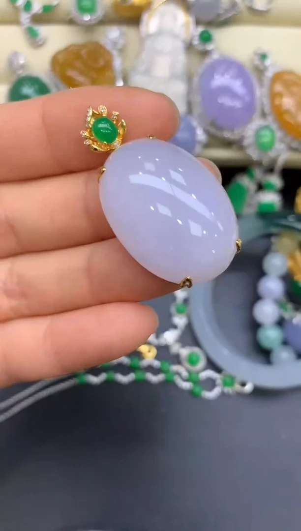 翡翠18K金镶嵌颈饰327-中国好珍宝