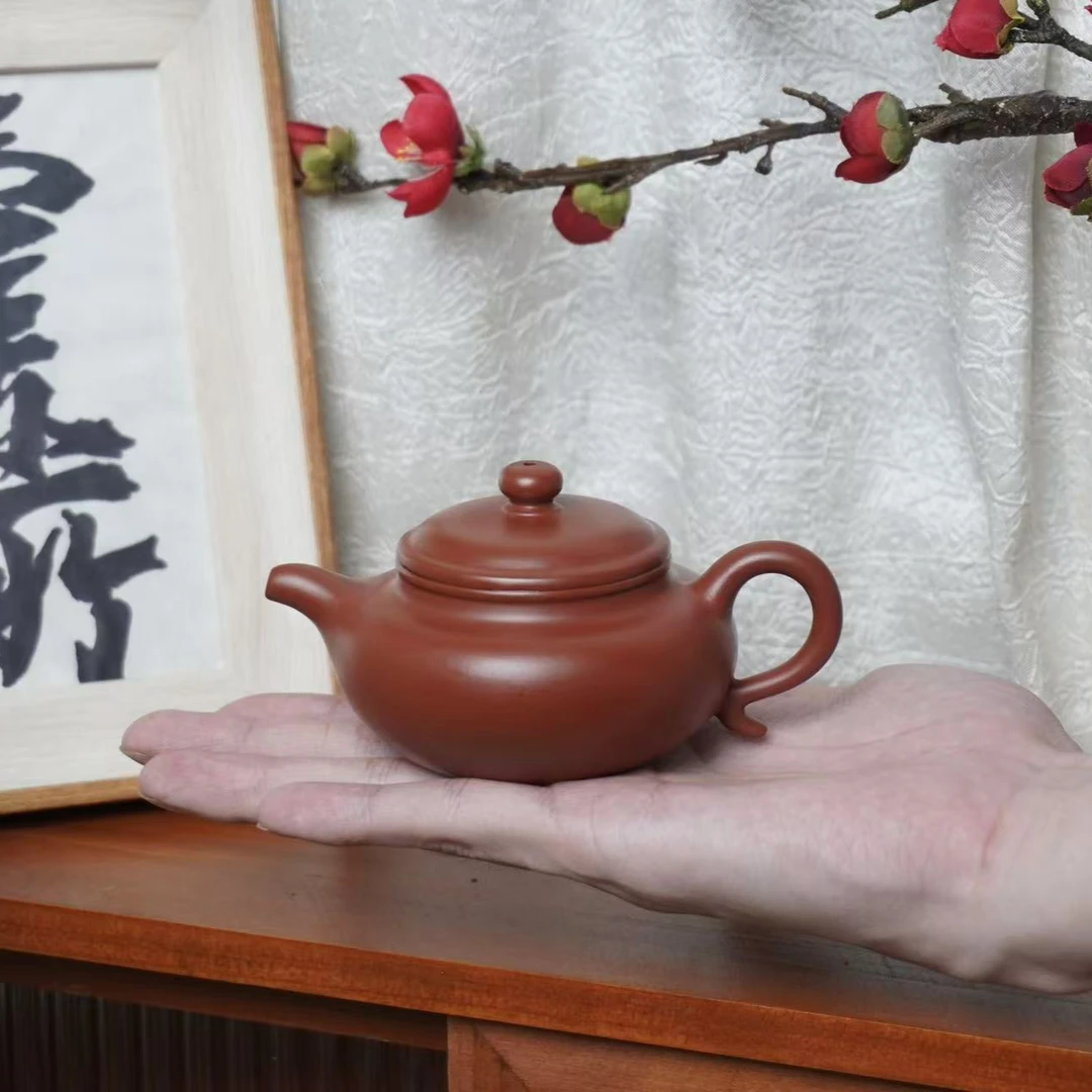 潮州手拉壶全手工仿古壶小容量功夫小茶壶手制潮州朱泥三杯茶壶