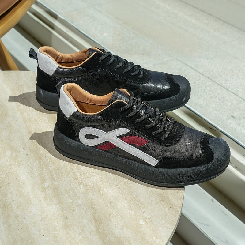 头层羊皮秋季新款透气干净感痞帅男鞋时尚百搭休闲鞋男款开车潮鞋