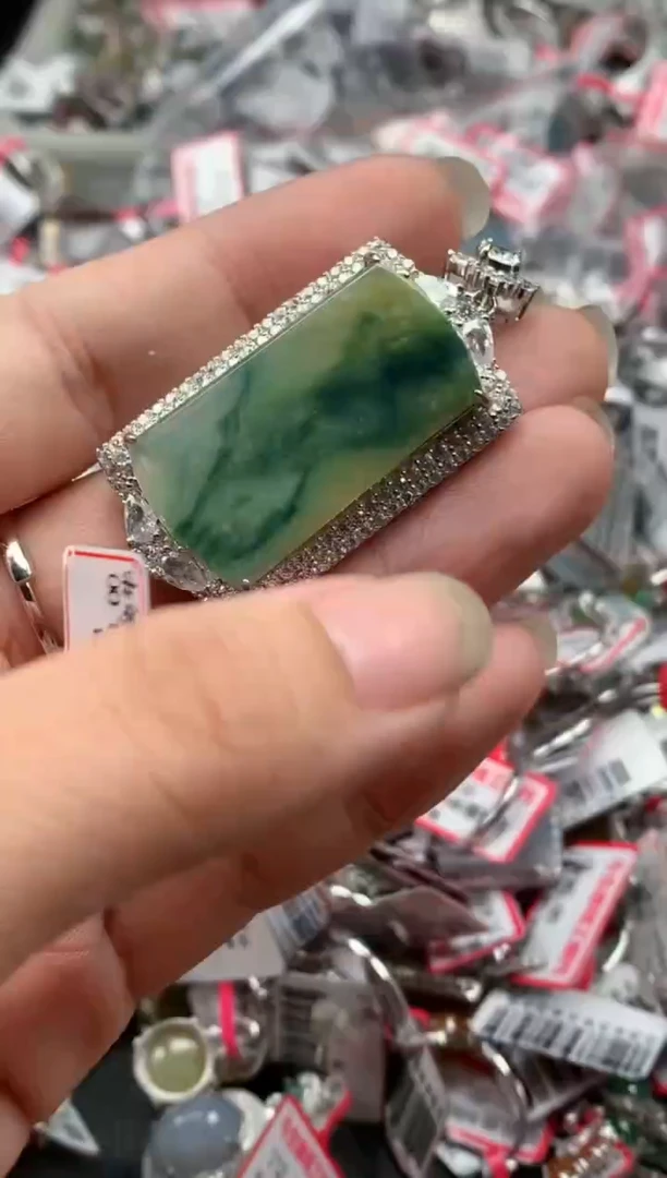 银S925镶嵌戒指翡翠天然A货缅甸翡翠