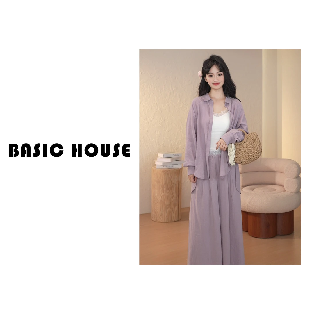 【Basic House】莱赛尔春夏衬衫两件套休闲欧若风阔腿裤时尚DX379