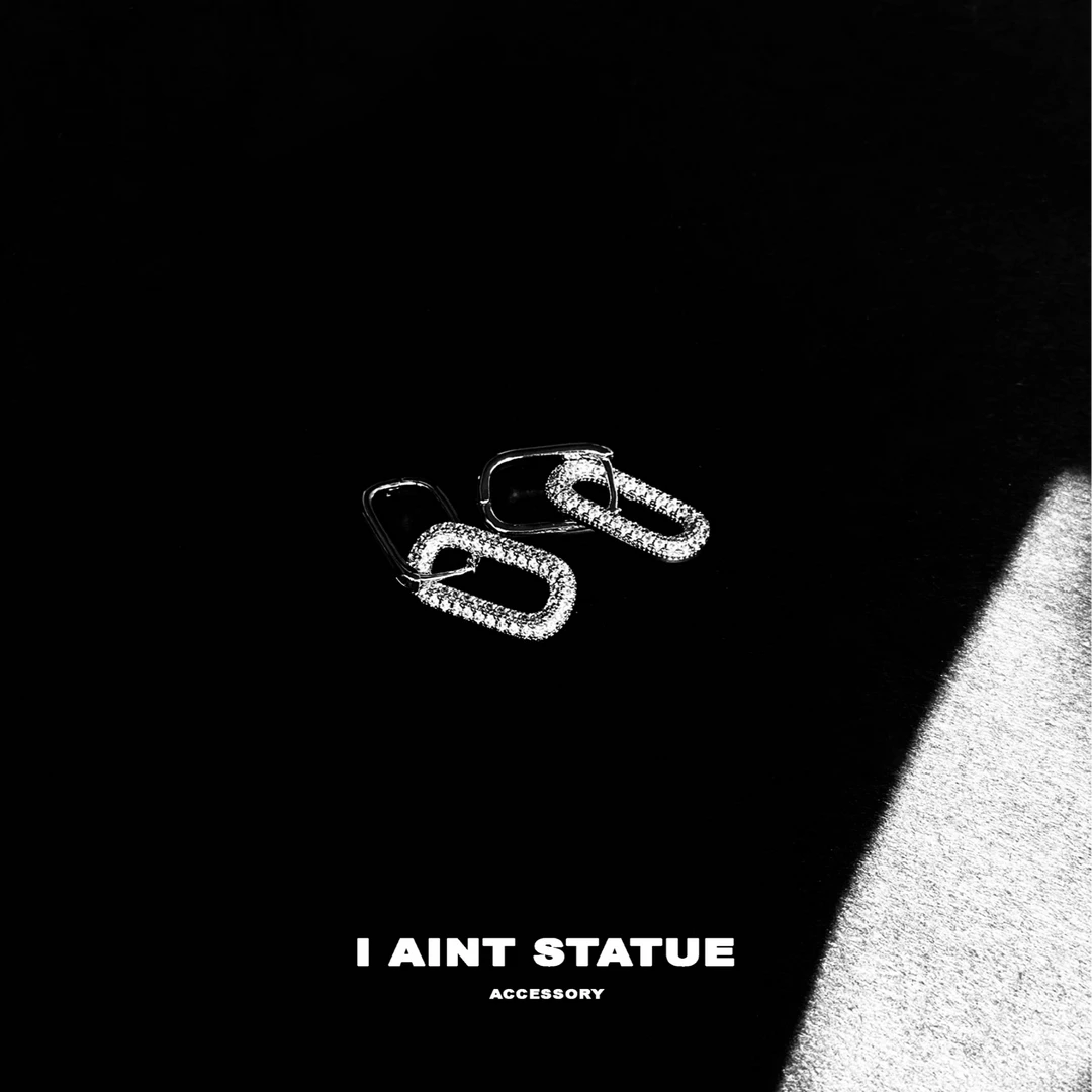 铜合金合成锆石耳饰 轻奢小众高级锁链锆石耳钉