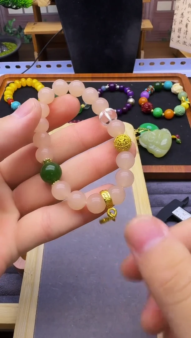 手链14K金镶嵌和田玉S420