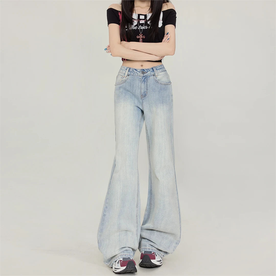 夏季穿搭高品质竹节纹宽腿裤女高腰显瘦宽松百搭薄款阔腿喇叭裤薄