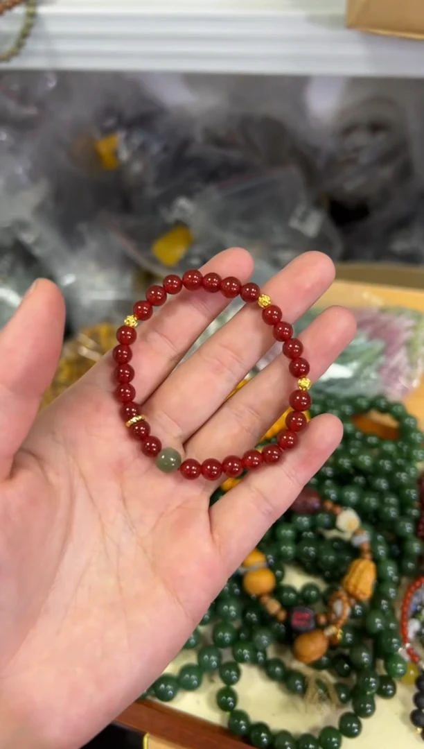 【闪购商品】玛瑙/玉髓手链未镶嵌冰红玛瑙和田搭配款手链[0561]