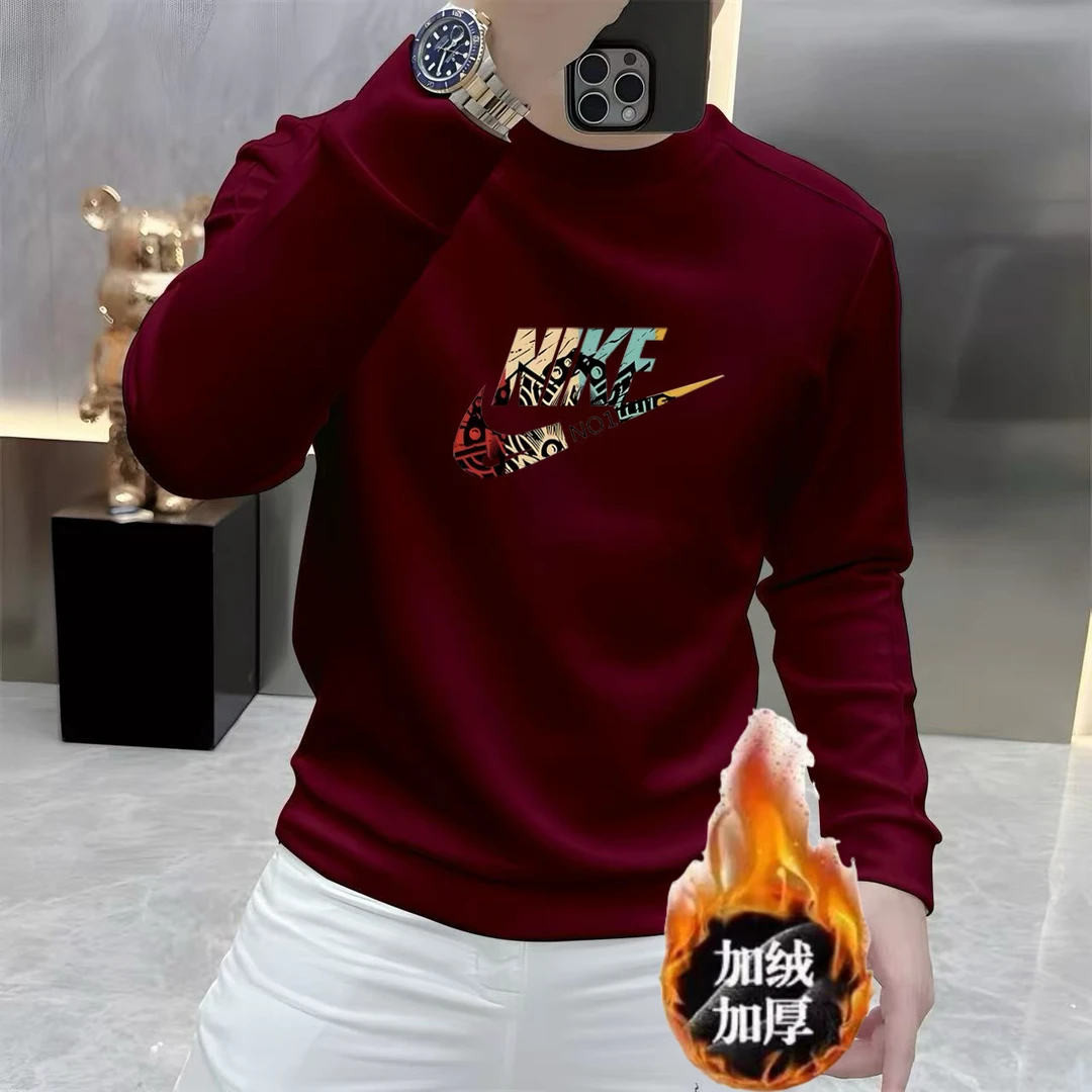 新款潮牌卫衣时尚卫衣潮流圆领休闲百搭上衣潮修身加绒印花套头