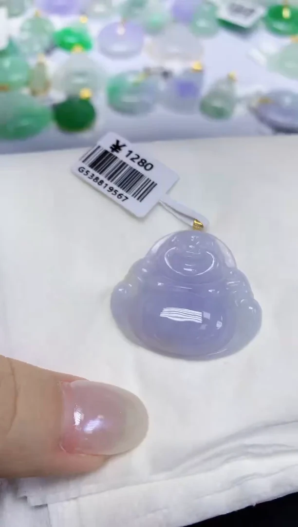 翡翠18K金镶嵌颈饰天然缅甸翡翠A货