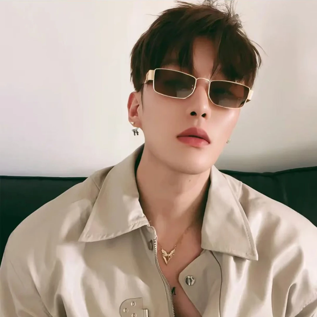 美式复古男款高级感茶色墨镜个性窄框防紫外线太阳眼镜潮百搭