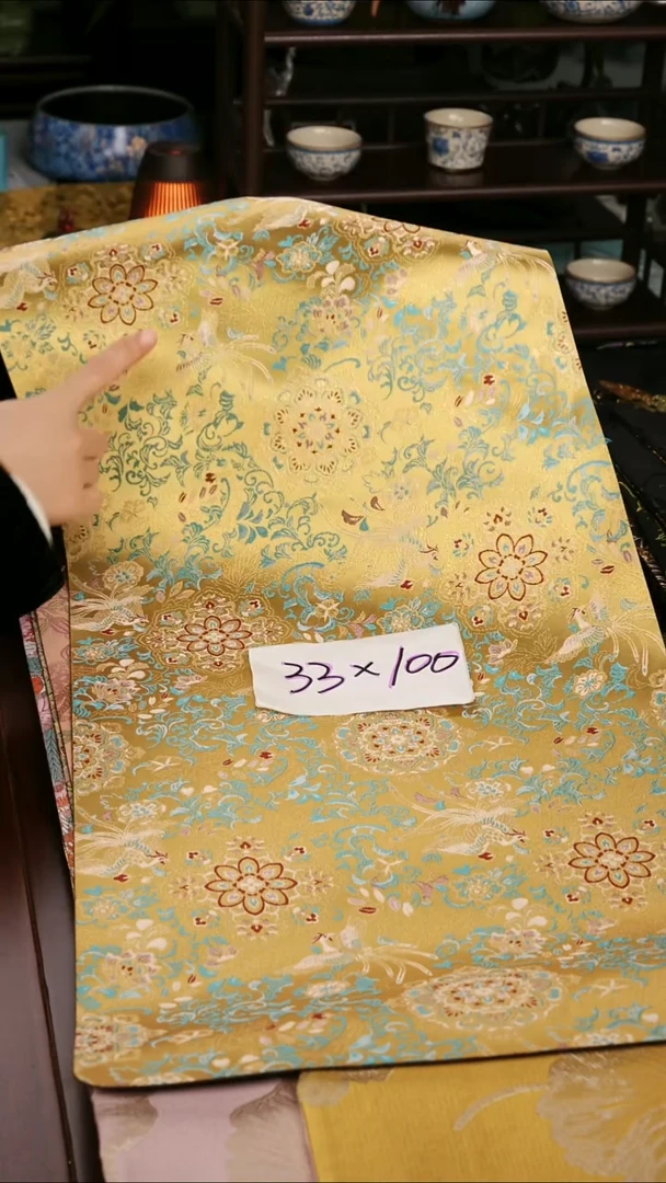 【双凤宝相花单面】中国风干泡织锦茶席33*100