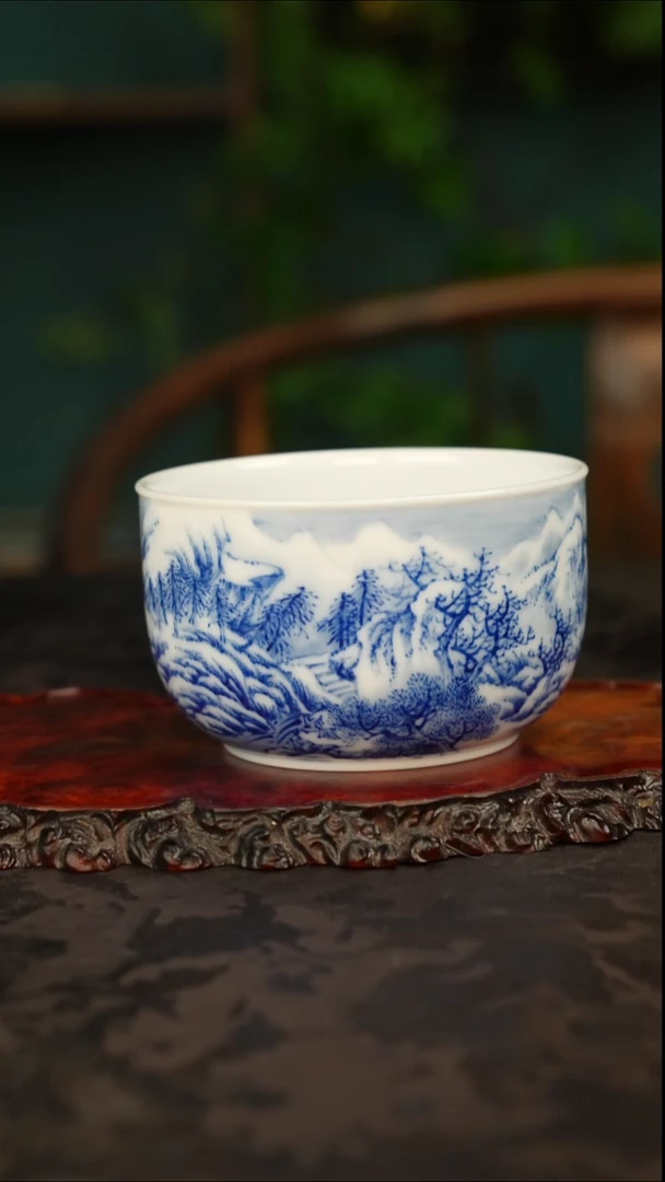 画堂春手绘雪景主人杯