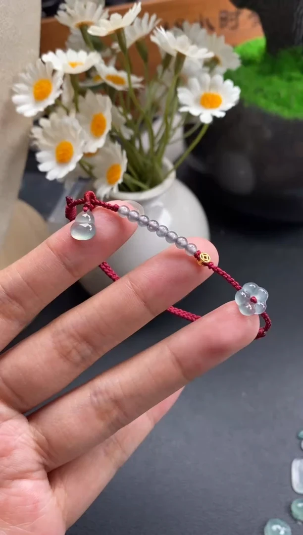 散珠翡翠葫芦小花手绳