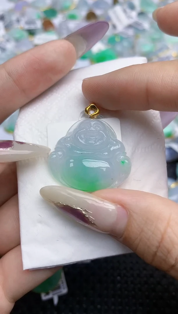 翡翠挂件18K金镶嵌193    天然翡翠A货