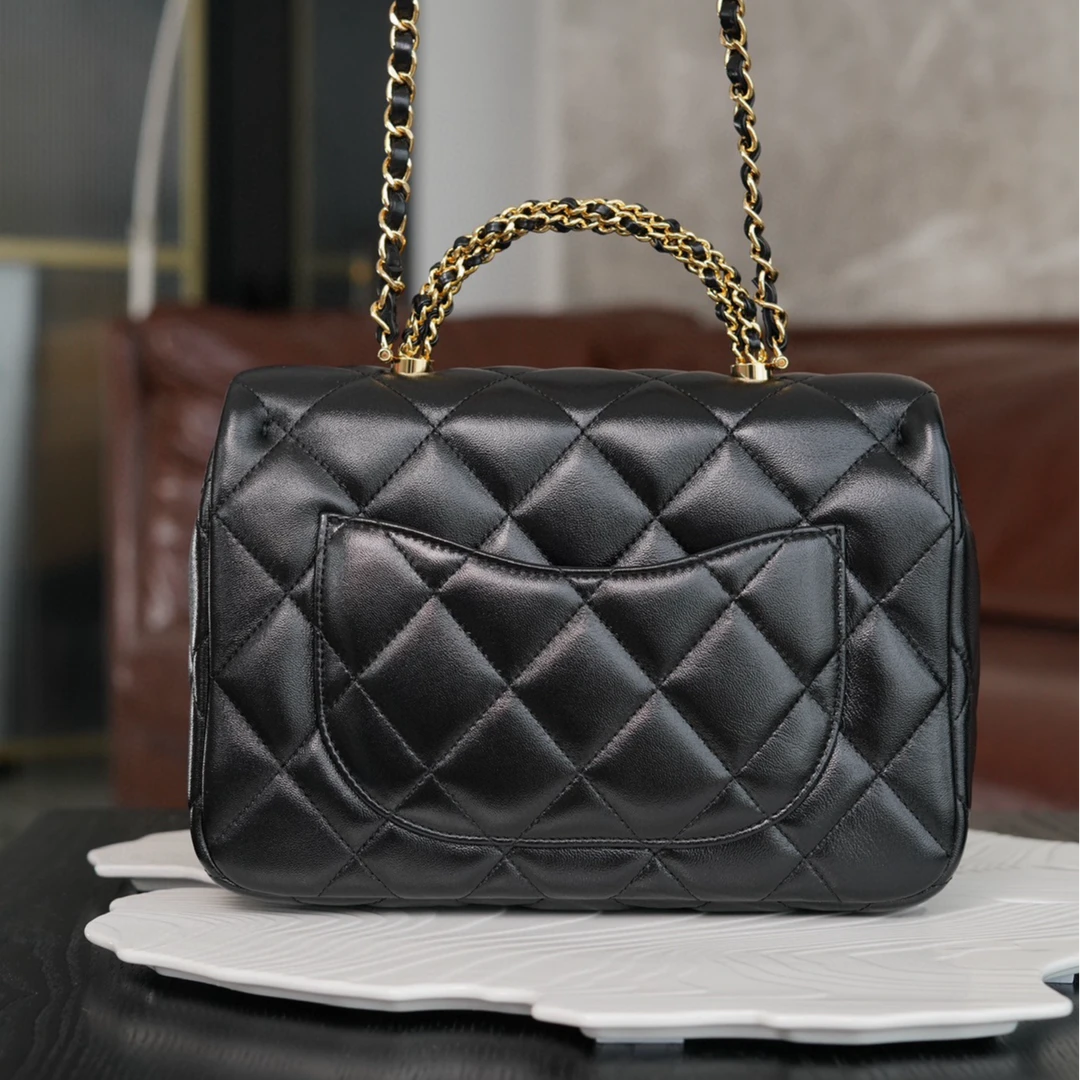 24b麻花手柄包包小香风时尚黑色中号女士百搭