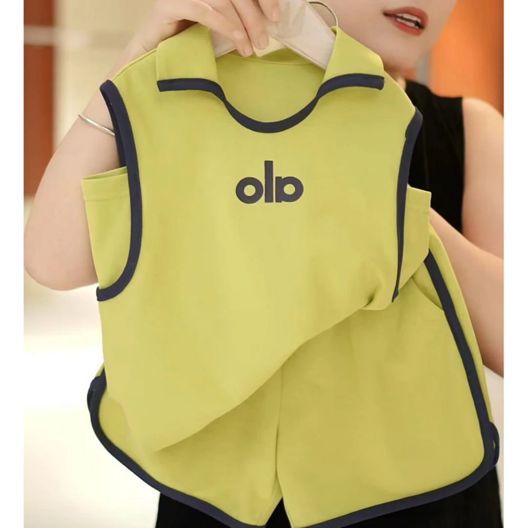 2025幂姐原创儿童夏季运动服翻领无袖上衣+中裤MJX256326