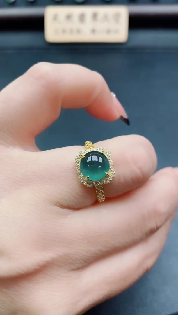 银S925镶嵌戒指翡翠1