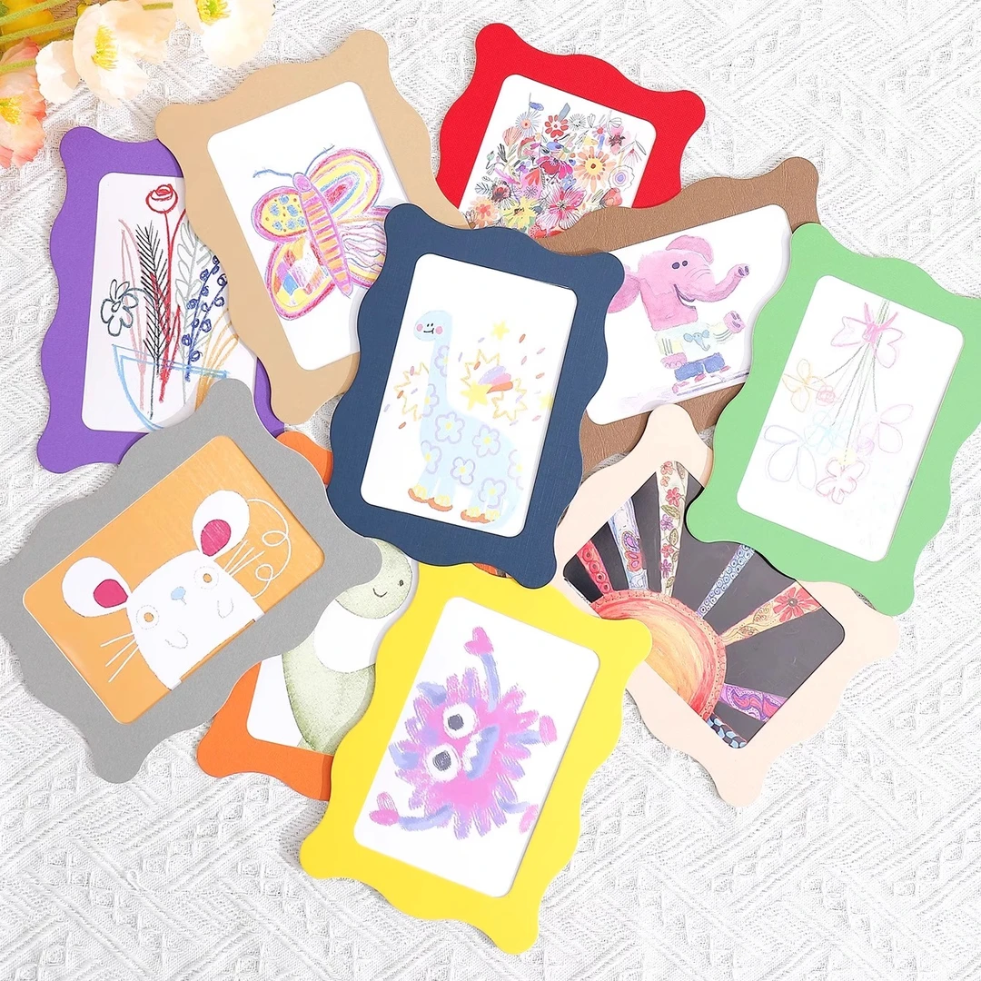 彩色儿童画涂鸦装裱卡纸画框 裱6寸美术绘画作品diy装裱相框批发