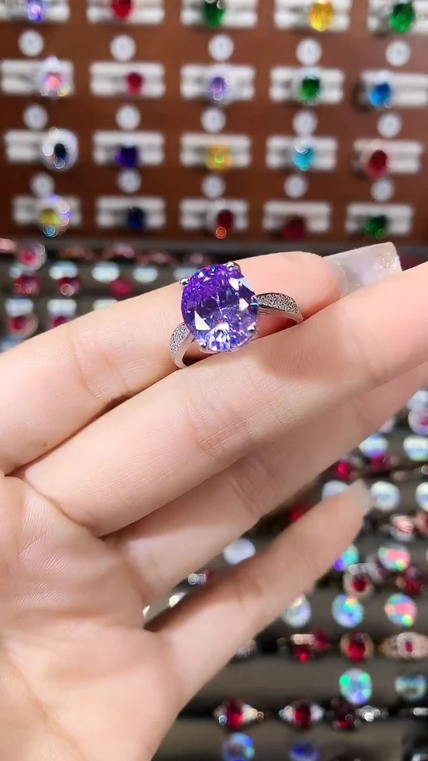 无925银浅紫罗兰色戒指1012