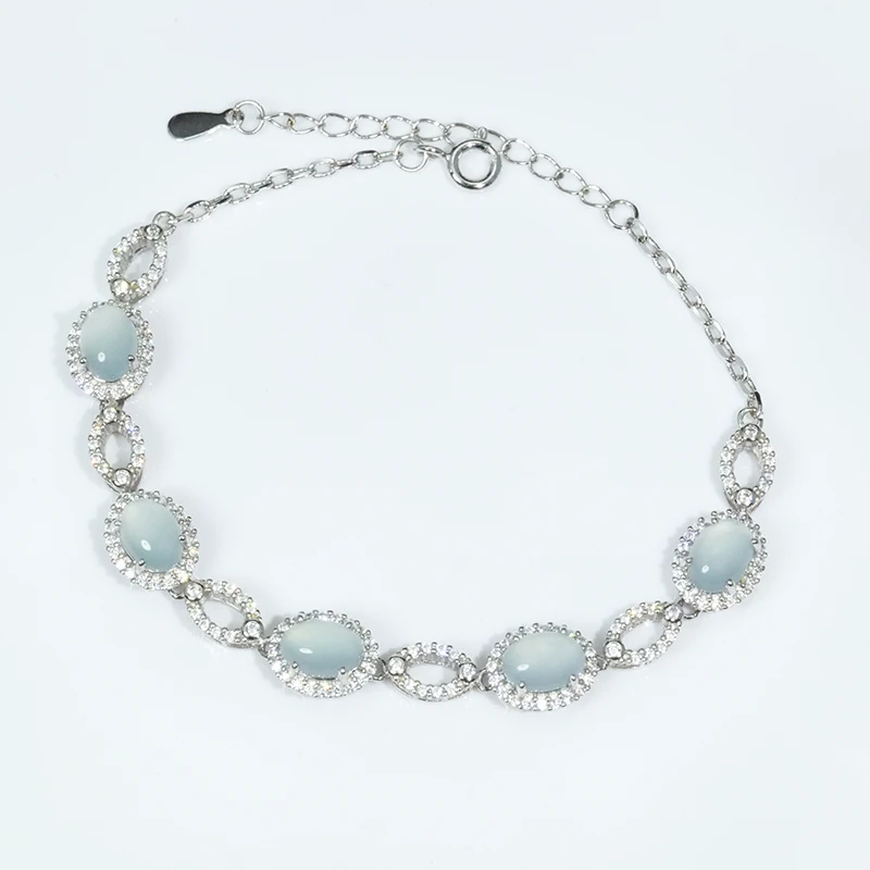 【小胖翡翠】天然翡翠蛋面手链A货蓝水轻奢送妈妈百搭款-多样性发1