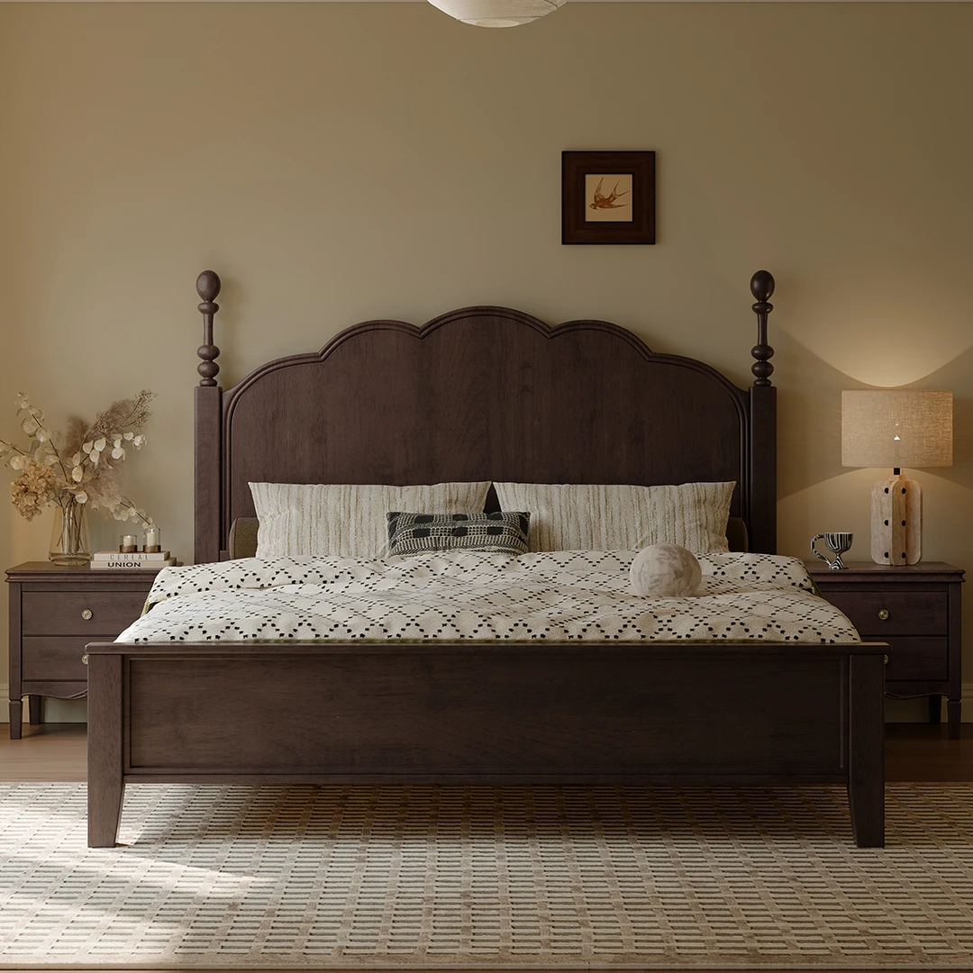 法式复古中古风家用简约别墅主卧室1.8M床床主卧法式1.5米的床